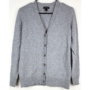 J Crew 100% Merino Wool Grey Cardigan Sweater Cozy Academia Minimalist Soft MED